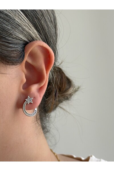 Owentis Steel Silver Stone Starsway Earrings -No Tarnishing-