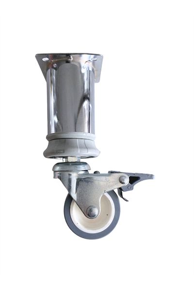 DSYapıAksesuar Metal Chrome Wheel Leg Furniture Table and Cabinet Wheel Leg (with Brake) (Chrome) (15cm) (4 Pcs) (Diameter: 42mm)