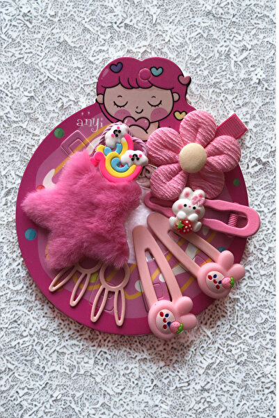 AurorAccessory Volenta Shop Set de agrafe pentru fete, de culoare roz, cu ste...