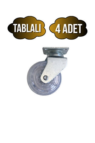 DSYapıAksesuar عجلة طاولة مطاطية شفافة مسطحة (7 سم) (معدنية) (شفافة) (50 × 20...