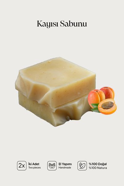 Cageartstudio Natural Apricot Soap 2 Pack - 100% Handmade and Natural, Skin Friendly, Chemical Free (2 Pieces)