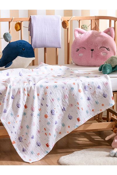LC Waikiki Mixed Baby Boy Muslin Coverlet 2-Piece 85X85 cm