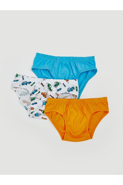 LC Waikiki White Elastic Waist Printed Boy's Underwear 3-Piece
