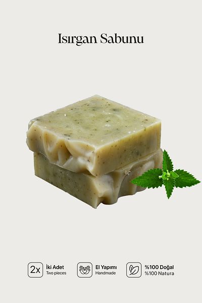 Cageartstudio Natural Nettle Soap 2 Pack - 100% Handmade and Natural, Skin Friendly, Chemical Free (2 Pieces)