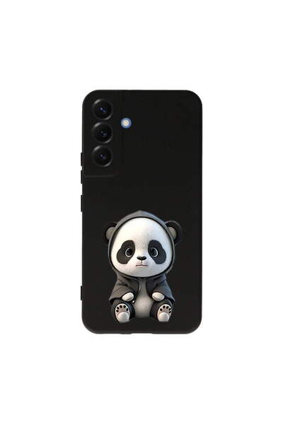 PrintiFy Samsung Galaxy S25 ile Uyumlu Sevimli Panda (0214d) Tasarımlı Siyah ...