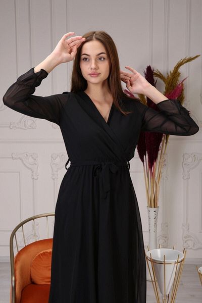 the ZKS Rochie midi din șifon neagră