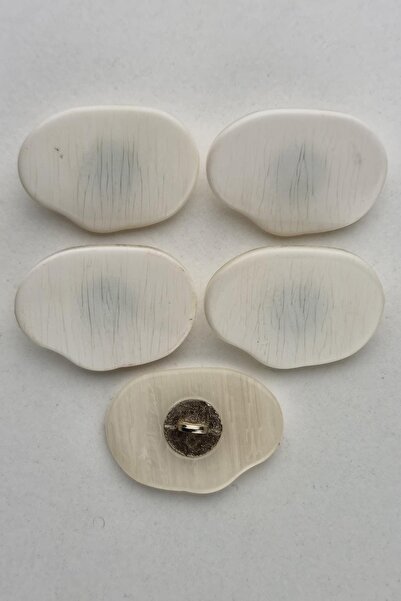 Şirin Yün Büyük Boy Akrilik Deliksiz Krem Çeket Hırka Yelek Düğmesi 5 Adet