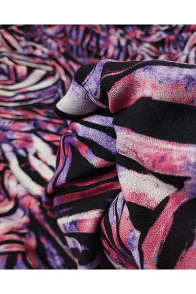 Kumaş Parça Viscose Woven in Purple Pink Black Colors (Width 145 cm X Length 300 cm)