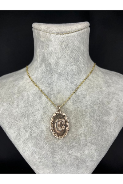 Mos Tespih Letter C Gold Steel Necklace