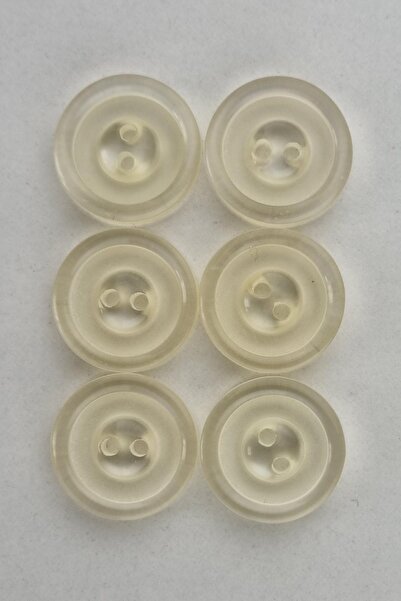 Şirin Yün Akrilik Şeffaf Renkli Krem Kaban Çeket Hırka Yelek Düğmesi 6 Adet