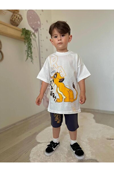 aybabykids Alya aslan king Printed cream boy shorts set