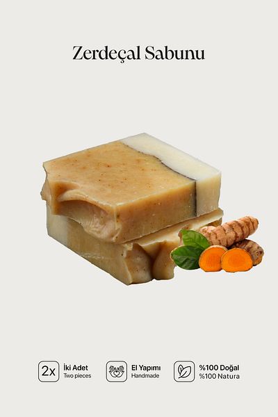 Cageartstudio Natural Turmeric Soap 2 Pack - 100% Handmade and Natural, Skin Friendly, Chemical Free (2 Pieces)