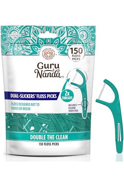 GuruNanda Double Floss Picks (150 Pieces) - Dyneema Double Thread Floss with Angled Picks for Effect