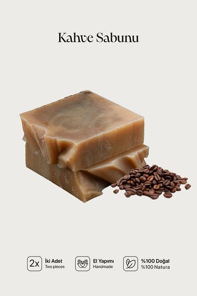Cageartstudio Natural Coffee Soap 2 Pack - 100% Handmade and Natural, Skin Friendly, Chemical Free (2 Pieces)