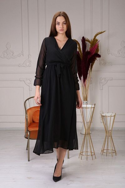 the ZKS Rochie midi din șifon neagră