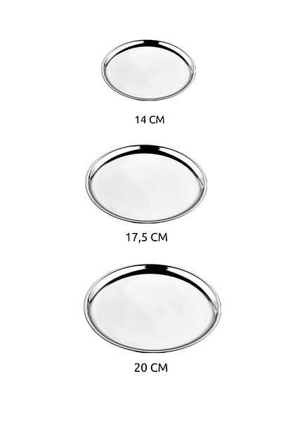 Qualitev Set of 6 Stainless Steel Presentation Dessert Plate Treat Plate 17 cm