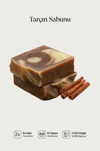Cageartstudio Natural Cinnamon Soap 2 Pack - 100% Handmade and Natural, Skin Friendly, Chemical Free (2 Pieces)