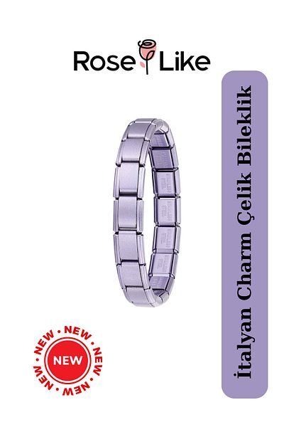 RoseLike Italian Charm Bracelet - Purple - Without Text