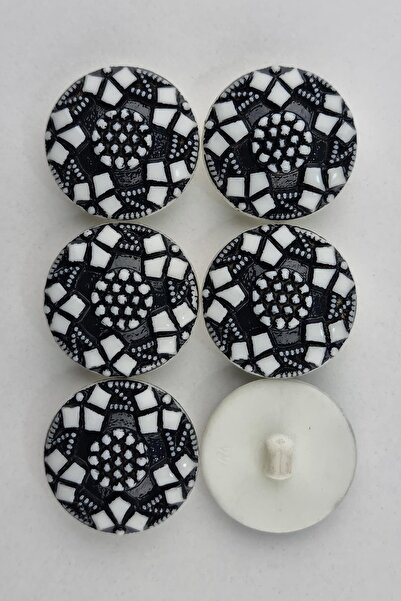 Şirin Yün Büyük Boy Bombeli Yıldız Desenli Kaban Çeket Hırka Düğmesi 6 Adet