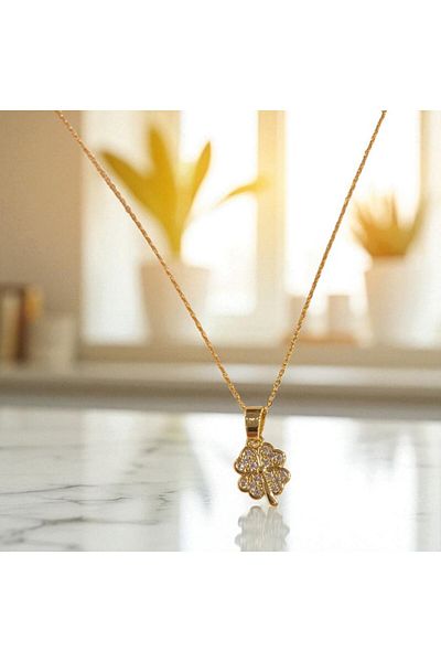 CANMODA Lucky Shine – Gold Color Steel Four Leaf Clover Necklace