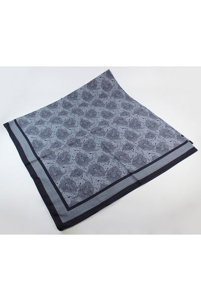 Valino 120x120 Eșarfă supradimensionată cu modele etnice Eșarfă din bumbac Eșarfă cu frunze supradimensionată Albastru - Gri