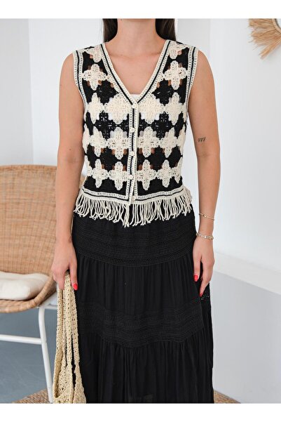 Elenova Vintage El Örgüsü Yelek