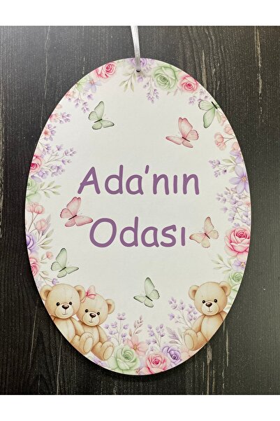 estölye Kişiye Özel Kız Odası Kapı Süsü Kelebek, Ayıcık Temalı UV Baskı