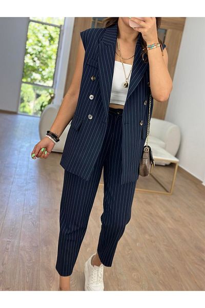Trend Marfa Striped Vest Trousers Fabric Set