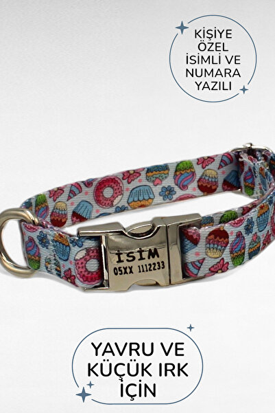 CARAMELOS İSİMLİ KÖPEK TASMASI, YAVRU KÖPEK TASMASI, KÜÇÜK IRK KÖPEK TASMASI, METAL KİLİT, 1,5 CM