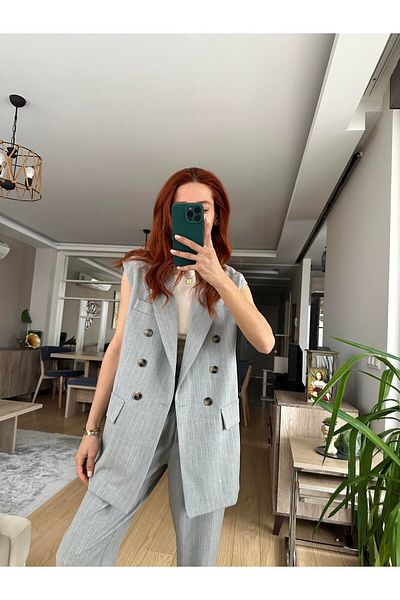 Trend Marfa Striped Vest Trousers Fabric Set