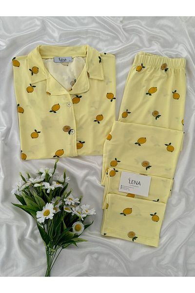 Lena Homewears Lemon Print Short Sleeve Pajama Set