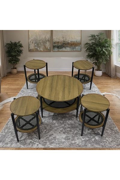 Ch 5-piece round wooden table set