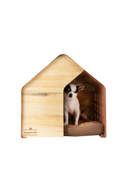 snugpawhub Blush Ahşap Metal Kedi Köpek Evi