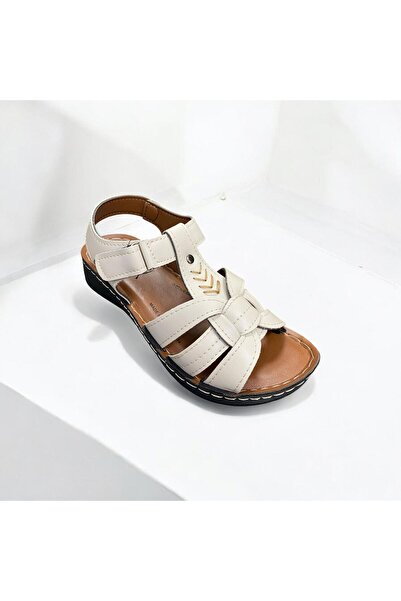 Desimod Women's Beige Soft Inner Orthopedic Sole Comfortable Daily Hajj Umrah Women's Sandals