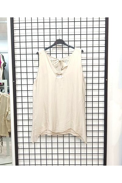 Butik Şans V-Neck Italian Silk Blouse with Tie Detail