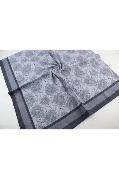 Valino 120x120 Ethnic Pattern Μεγάλο Μαντίλι Βαμβακερό Φουλάρι Μεγάλο Μέγεθος Φύλλο Φουλάρι Γκρι