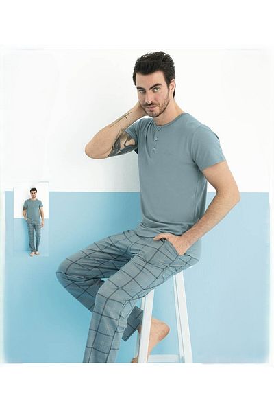 Aydoğan Aydoğan 250149 Men's Modal Short Sleeve Pajama Set