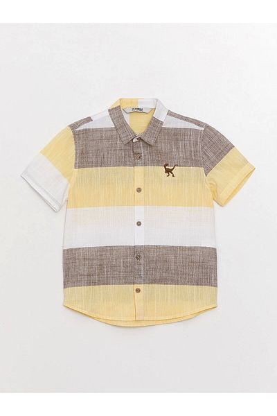 LC Waikiki Lcw Kids Brown Color Block Short Sleeve Boy Shirt