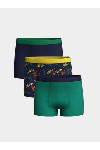 LC Waikiki Lcw Kids Navy Blue Printed Cotton Boy Boxer 3 Pcs