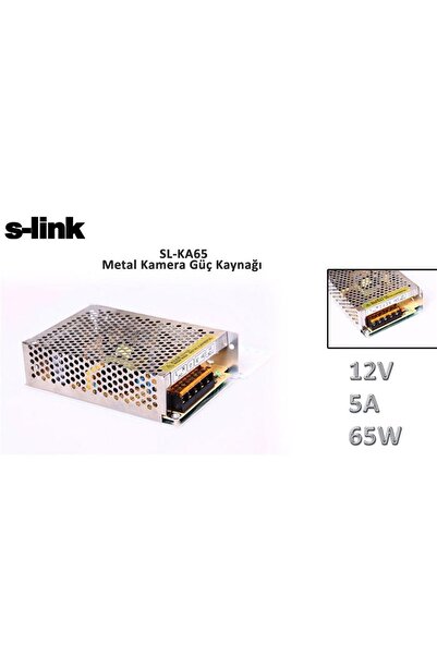Universal S-link SL-KA65 12V 5A 65W مصدر طاقة الكاميرا المعدنية