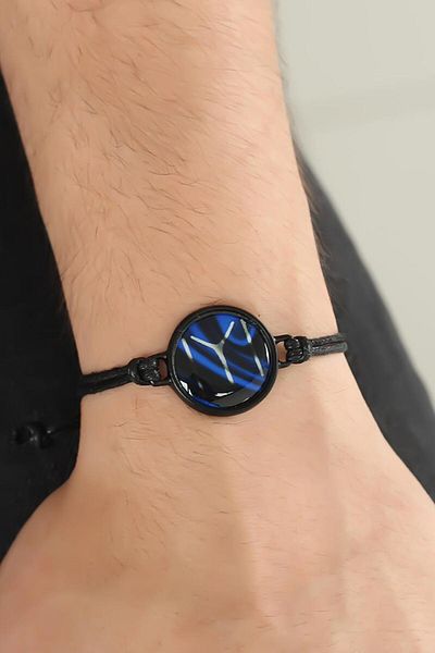 callerrons accessories Black Color Leather Adjustable Drawstring Kayi Length Men's Bracelet - Ebj250711W36605