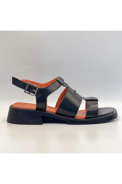 Ametist صندل نسائي من الجلد الطبيعي باللون الأسود من Perge