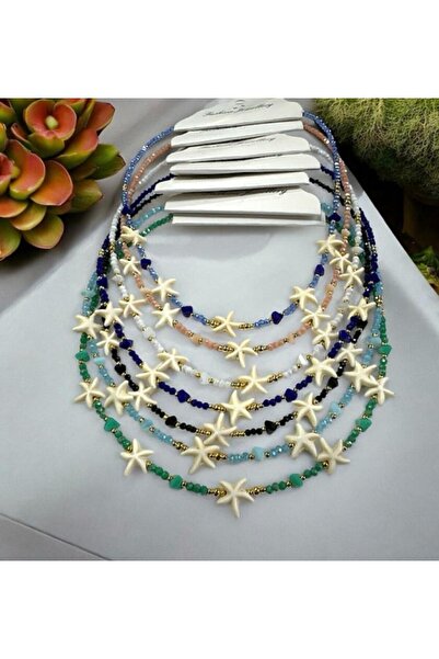 KANERUZ Summer Fashion Black Sea Star Crystal Beads Necklace