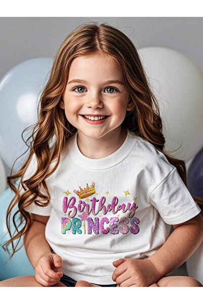 SVART WEAR Λευκό μπλουζάκι για κορίτσια με γράμματα γενεθλίων Birthday Prince...