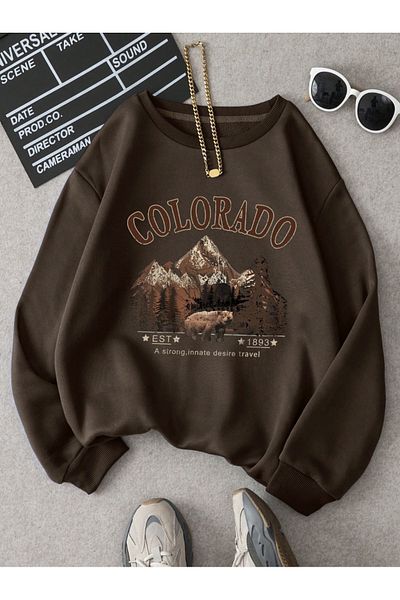 COHERENT Unisex Women/Men Colorado Custom Colorful Oversize Crew Neck Cotton Sweatshirt