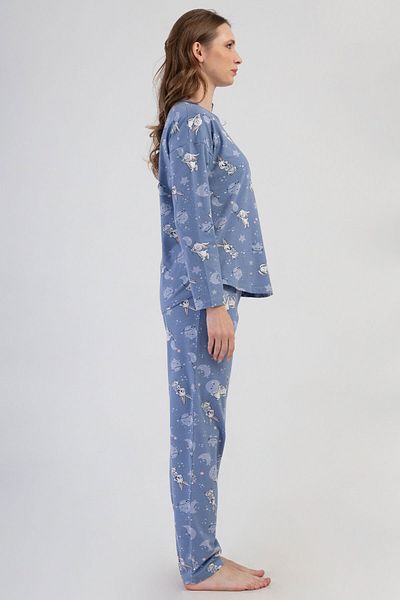 VİENETTA Women's Cotton Off Shoulder Long Sleeve Pajamas Suit , 411006
