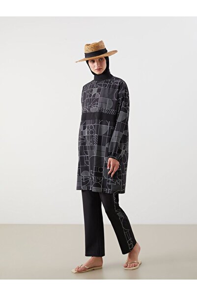 LC Waikiki Women's Hijab Swimsuit Set with High Collar Pattern