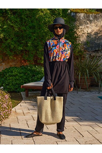 LC Waikiki Women's Hijab Swimsuit Set with High Collar Pattern