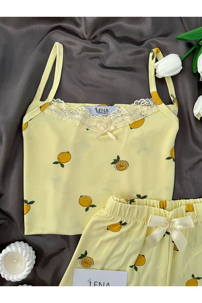 Lena Homewears Women's Lemon-Printed Shorts Pajama Set