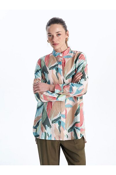 LC Waikiki Lcwaikiki Classic Beige Judge Collar Patterned Women's Shirt Tunic
